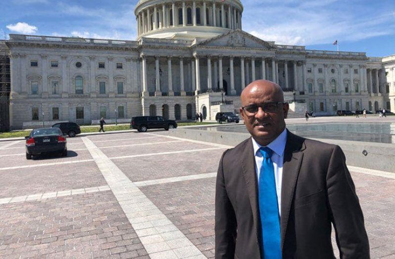 PPP General Secretary, Bharrat Jagdeo saunters outside of Capitol Hill, Washington, DC for the promised meeting by the lobby firm with US Congressmen