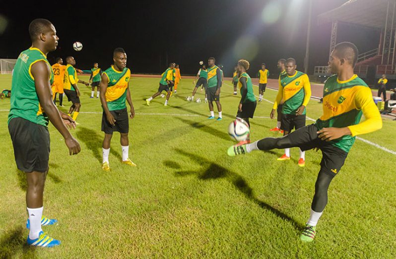 The Jamaicans were early on the
field at Leonora Stadium yesterday.
