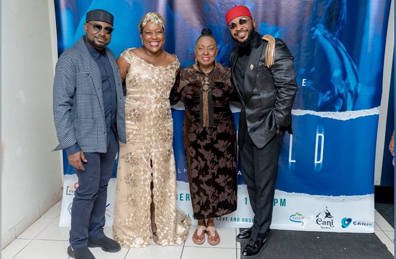 Lead actress Sherando Ferril (second left) with (from left) Writer/Director Joel Ayuk, Minister of Culture, Gender, Entertainment & Sport Olivia 'Babsy' Grange, and Nigerian Enyinna Nwigwe, the lead actor in 'Choke Hold'. The movie premiered at Carib 5, Jamaica, on Sunday