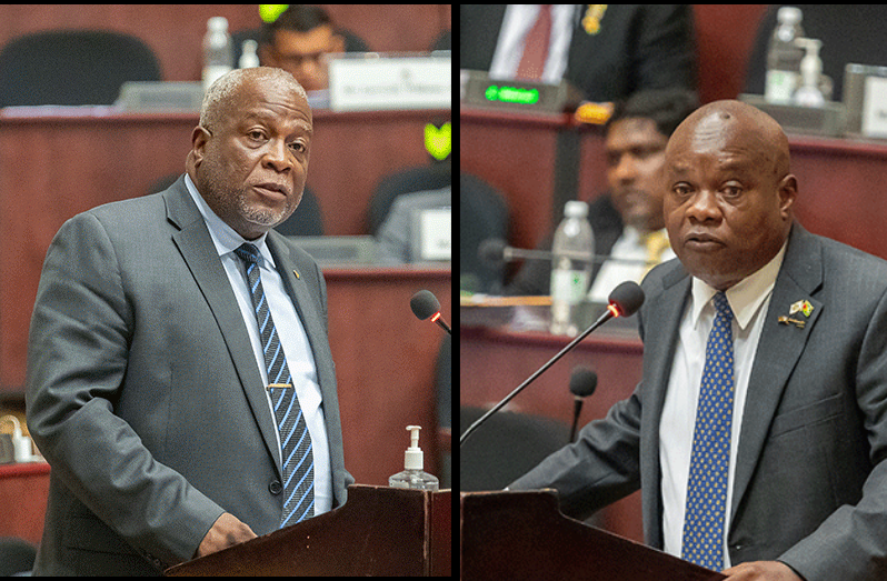 From left : Prime Minister Brigadier (Ret’d) Mark Phillips and Opposition Leader Aubrey Norton (Delano Williams Photos)