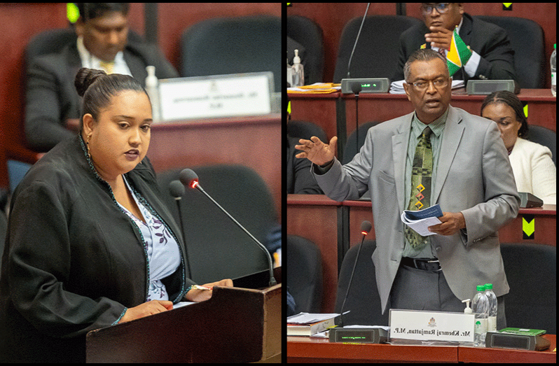 Deputy Speaker, Dr Asha Kissoon and Opposition Member of Parliament, Khemraj Ramjattan (Delano Williams photos)