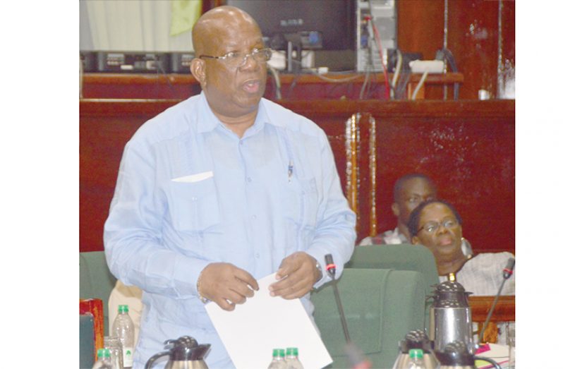 Finance Minister, Winston Jordan wrapping
up the budget debates late Friday in the
National Assembly (Adrian Narine photo)