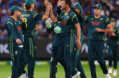 josh Josh Hazlewood picked up the first wicket •Oct 31, 2025•Cricket Australia via Getty Images