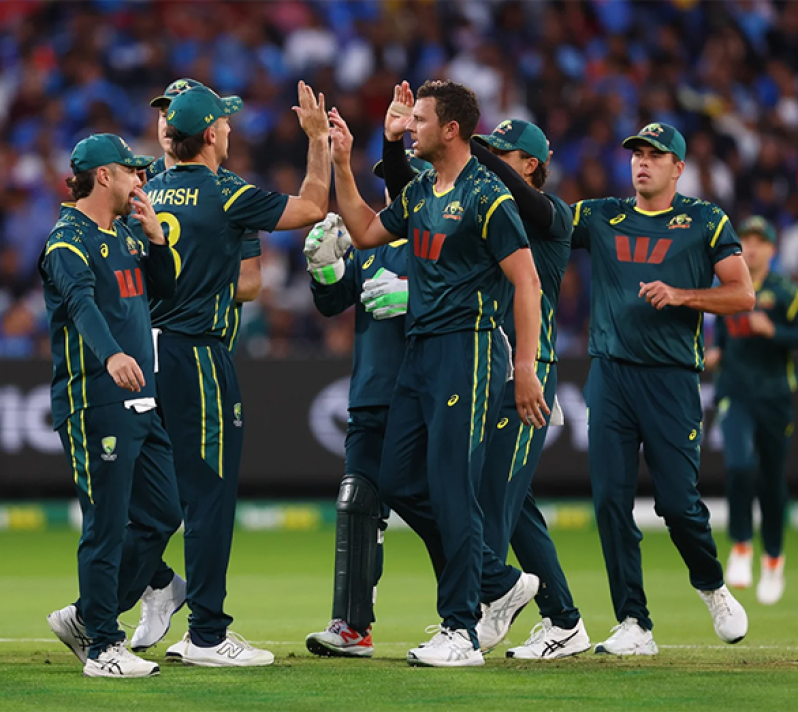 josh Josh Hazlewood picked up the first wicket •Oct 31, 2025•Cricket Australia via Getty Images