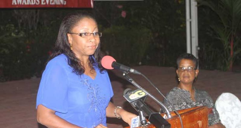 Justice Roxane George-Wiltshire delivers the feature address at the GOA Awards ceremony.