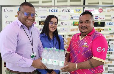 : Colin King ( Brand Manager – Water Products); Shensia Fredricks (Brand Manager - Trisco/Pinehill Products) and John Ramsingh (Co-Director – Kares One Guyana T10 Blast)