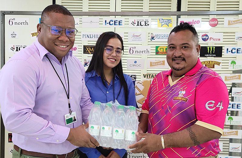 : Colin King ( Brand Manager – Water Products); Shensia Fredricks (Brand Manager - Trisco/Pinehill Products) and John Ramsingh (Co-Director – Kares One Guyana T10 Blast)