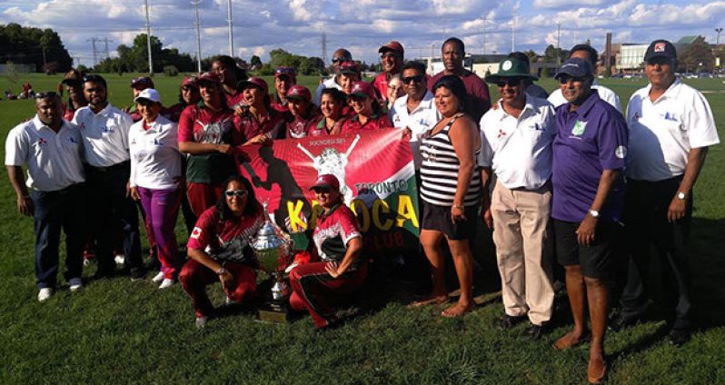 The victorious Kaisoca women’s team pose with officials of the SCA following Sunday’s win. (Pictures by Frederick Halley)