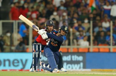 Ishan Kishan muscles the ball down the ground, India vs England, 2nd T20I, Ahmedabad, March 14, 2021