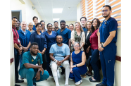 Haemophilia ‘A’ patient Pooran Sookdeo and members of the medical team who participated in a complex surgical procedure, which has made it possible for him to walk again