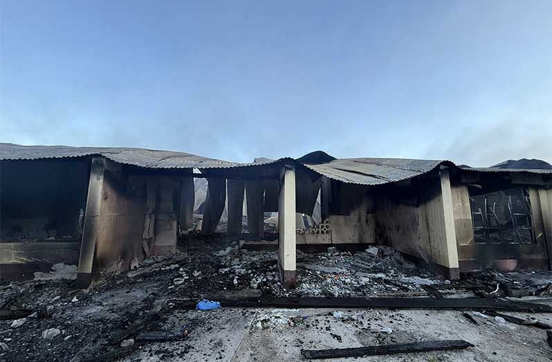 The aftermath of the fire that destroyed the Kwakwani Secondary School (Photos: Stephen Russell/ Facebook)