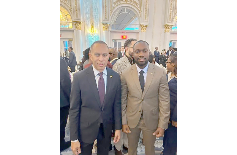 Minister of Labour and Manpower Planning Keoma Griffith with House Democratic Leader Hakeem Jeffries in Washington, D.C. recently