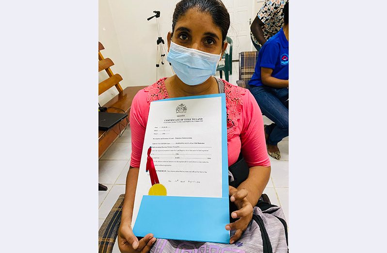 Rashanna Ally hopes to move into her own home sometime next year. She was one of 80 Essequibo residents who received their land titles 