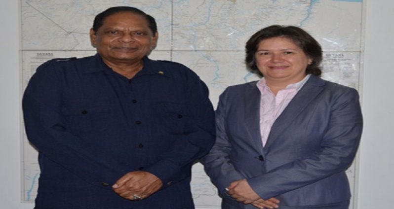 Prime Minister Moses Nagamootoo with UN Assistant Secretary General and UNDP Regional Director for the Latin America Jessica Faieta