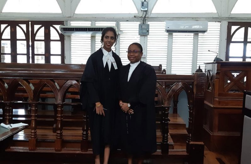 newly appointed attorney-at-law Janet Adeba Ali and Chief Justice, Roxane George-Wiltshire