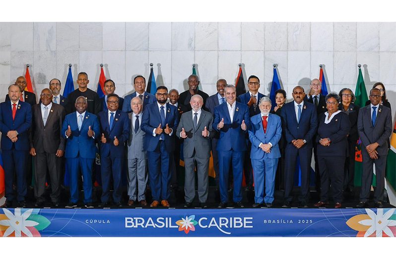 President, Dr. Irfaan Ali and his CARICOM counterparts, on Friday, attended the Brazil–Caribbean Summit 2025 with President Luis Inacio 'Lula' Da Silva, at the Itamaraty Palace in Brasília (CARICOM photo)