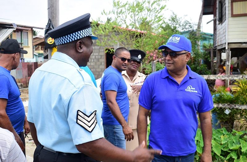 Deputy Commissioner “Operations” (ag), Ravindradat Budhram, after making a site visit to the house under construction as part of “Men On Mission” projects