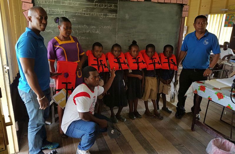 PYARG officials donated lifejackets to students and teachers of the Baracara Primary School