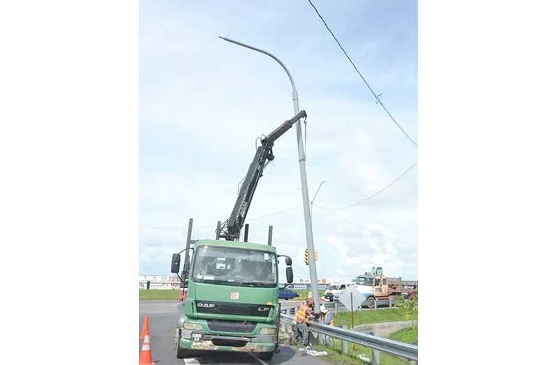 Street lights being installed on Sheriff Street