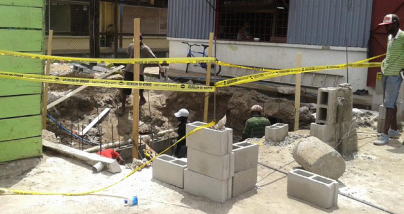 The washroom facility presently under construction at the Mackenzie Municipal Market’s Entrance