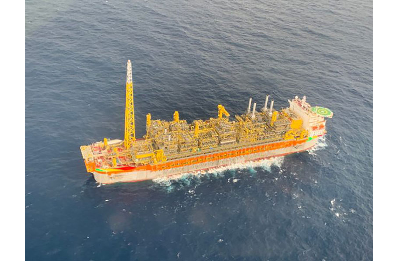 The Liza Unity FPSO, with a capacity to produce 220,000 barrels of oil, arrived in Guyana in October 2021 (Department of Public Information photo)