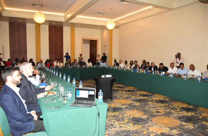 Warner: Dr Michael Warner, Local Content Specialist (Adrian Narine)
Local Content: Members of the private sector present at Wednesday’s local content discourse held at the Pegasus Hotel (Adrian Narine photo)