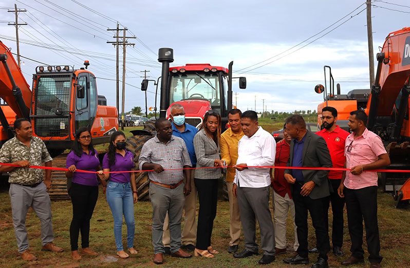 Minister Mustapha, along with other MMA and regional officials at the cutting of the ceremonial ribbon during the commissioning exercise on Friday (Ministry of Agriculture photo)