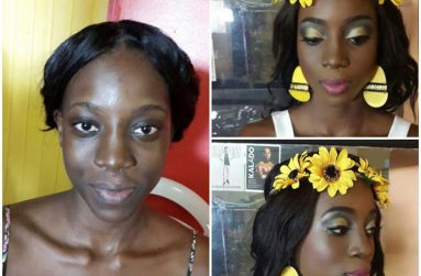 We glued the eyebrows and used lift tapes in this look, then let the hair down to conceal the lift tapes