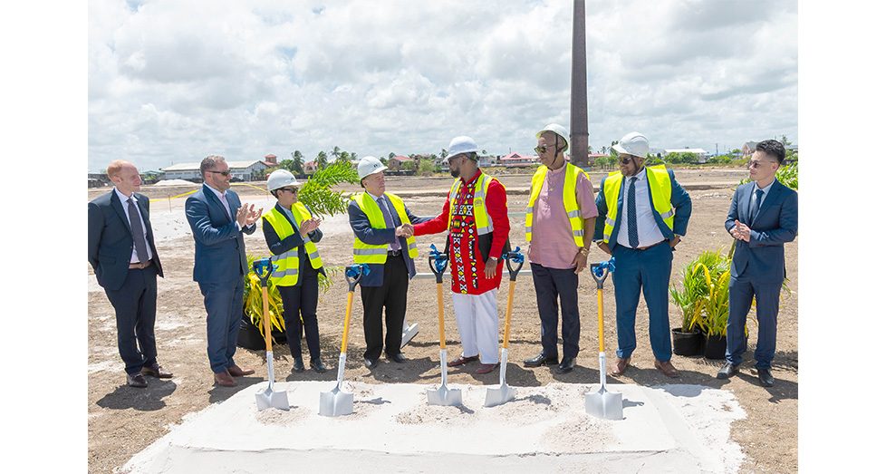 President Ali joined executives of  Ansa McAl to officially turn the sod for the construction of a US$60M mall at Chateau Margot, East Coast Demerara (Delano Williams photos)