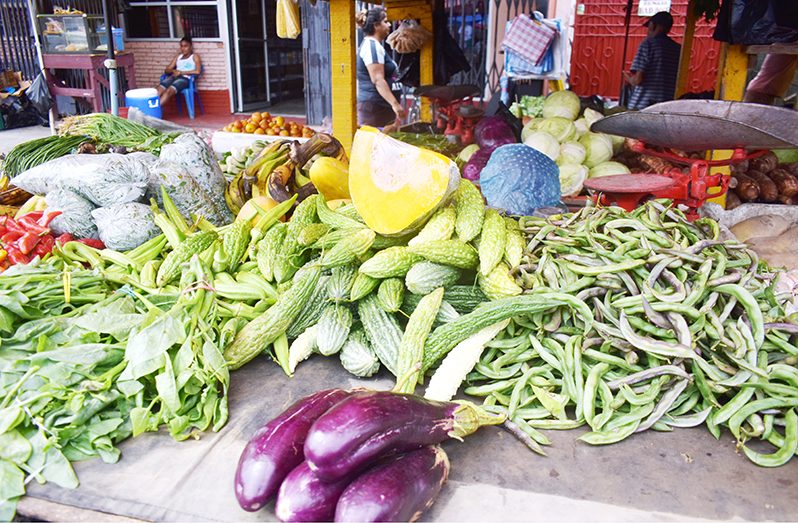 Greens being sold at the La Penitence Market