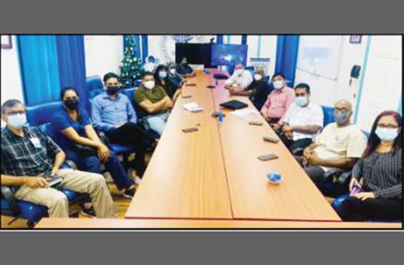 Health Minister Dr. Frank Anthony at the meeting with senior management staff of the GPHC (DPI photo)