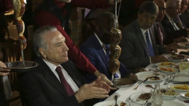 Mr Temer invited foreign diplomats to a steak house in Brasilia after a formal meeting at the presidential palace