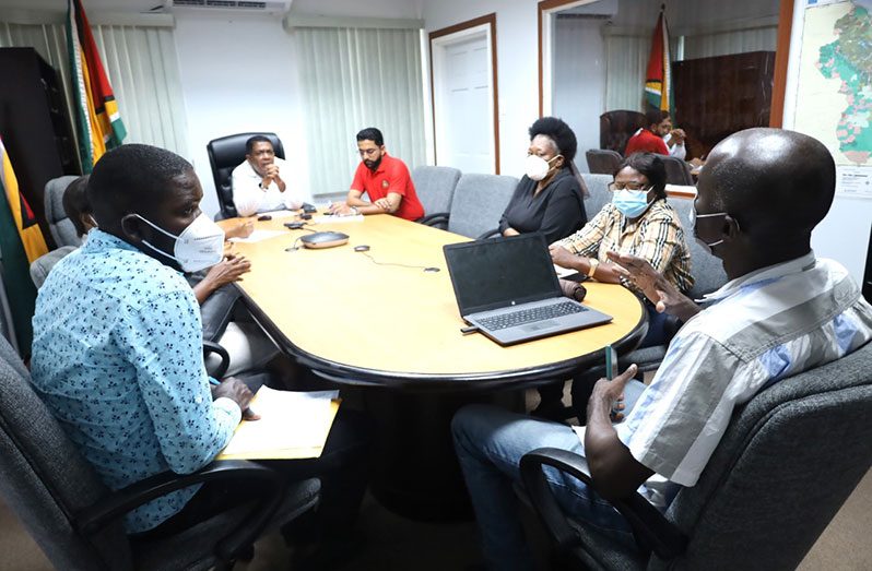 Minister Mustapha during the meeting with representatives from Mocha-Arcadia, East Bank Demerara
