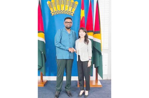 meeting 1 President, Dr Mohamed Irfaan Ali and China’s Ambassador to Guyana Yang Yang