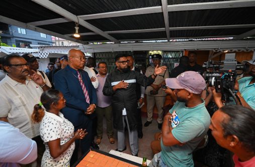 President Dr. Irfaan Ali visited Campbellville on Thursday where he listened to the concerns of persons living in Seaforth Street and along Campbell Avenue