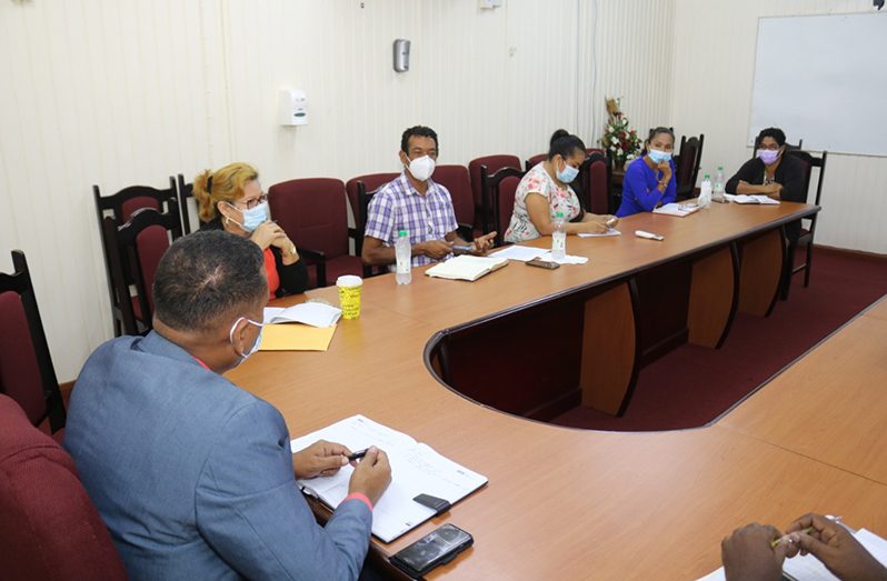 Housing and Water Minister, Collin Croal, during the meeting with members of the National Toshaos Council on Friday