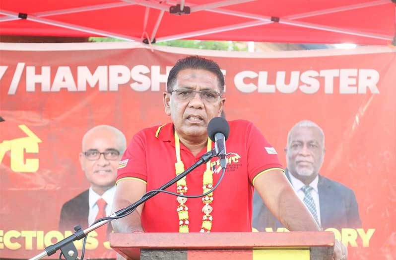 Minister of Agriculture, Zulfikar Mustapha, addresses residents of Hampshire, Corentyne