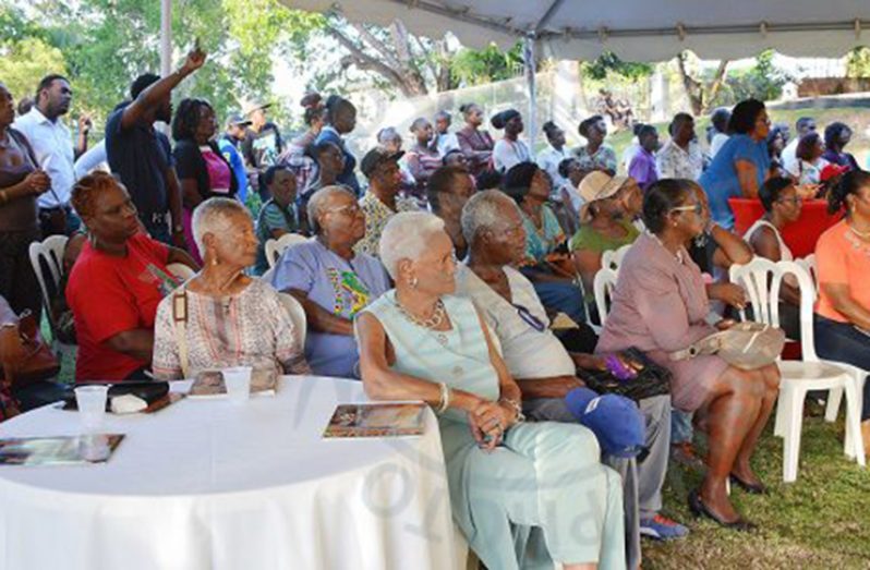 A section of the gathering at the meeting at the Guyana Consulate, Harbour View House, Highgate Park, Collymore Rock (Barbados Today photo)