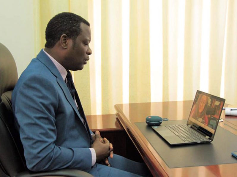 Minister of Foreign Affairs and International Cooperation, Hugh Todd, during his meeting with acting Assistant Secretary in the Bureau of Western Hemisphere Affairs of the United States, Julie Chung