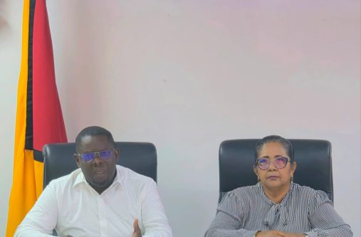 Regional Chairperson, Vilma De Silva and Director of National Events at the Ministry of Culture, Youth and Sport., Andrew Tyndall, at the meeting held recently to streamline plans for Guyana’s 59th Independence Anniversary celebrations