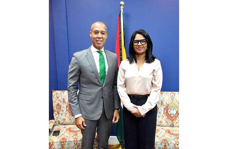 Minister of Education, Sonia Parag, on Monday, received a courtesy visit from His Excellency Ernesto Torres Pereyra, Ambassador of the Dominican Republic to Guyana. The Ambassador was accompanied by Counsellor Joel Encarnación Bernabel. The visit provided an opportunity for cordial discussions and continued engagement, reaffirming the friendly relations between Guyana and the Dominican Republic (Ministry of Education photos)