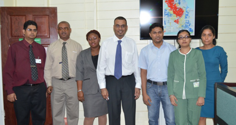 Minister Robert Persaud with staff of the various agencies and members of the Geospatial Unit at Guyana Forestry Commission