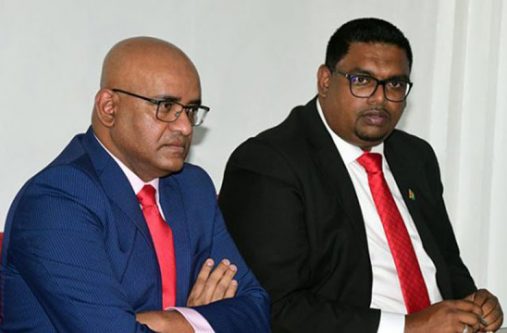 PPP/C General-Secretary Bharrat Jagdeo, and presidential candidate Irfaan Ali