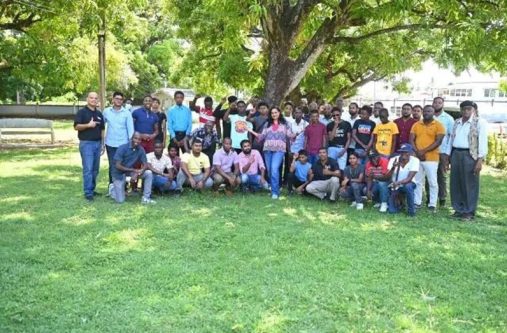 Minister of Human Services and Social Security, Dr Vindhya Persaud alongside participants of the National Men’s Forum on Sunday