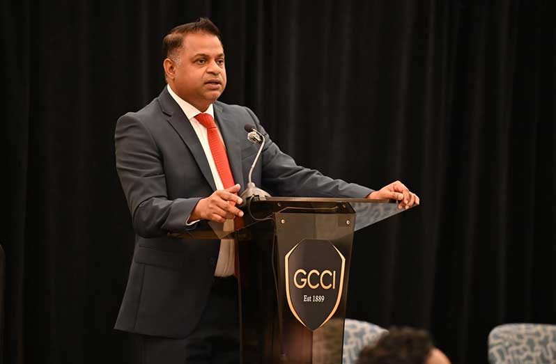 Minister of Public Utilities and Aviation Deodat Indar during the Georgetown Chamber of Commerce and Industry’s Energy Luncheon (GCCI photo)