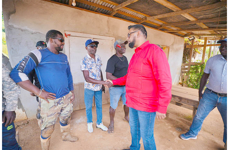 President, Dr Irfaan Ali on Friday interacted with small miners from the Puruni area in Region Seven (Office of the President photos)
