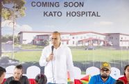 Minister of Health Dr Frank Anthony speaking at the sod-turning ceremony on Friday