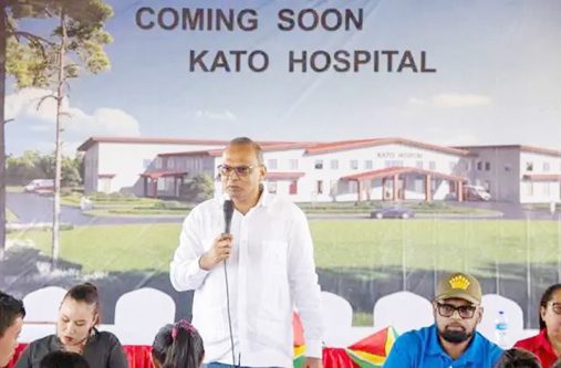 Minister of Health Dr Frank Anthony speaking at the sod-turning ceremony on Friday