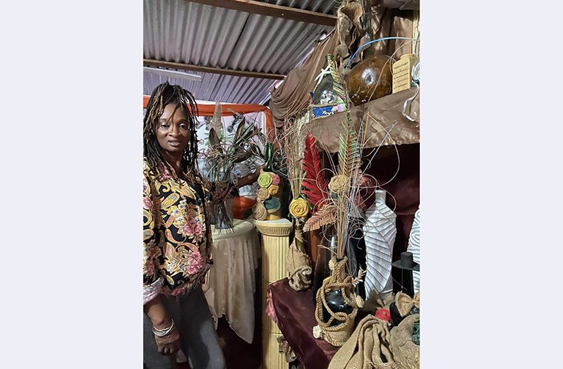 Melba La Gadoue in her craft shop at Stanleytown, New Amsterdam