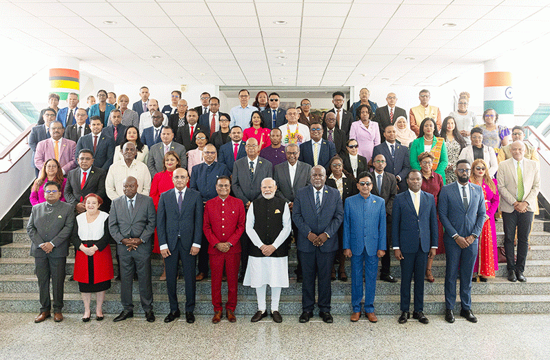 Indian Prime Minister, Shri Narendra Modi and parliamentarians, following his address to the National Assembly (Delano Williams photo)